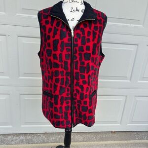 SUSAN GRAVER REVERSIBLE RED BLACK FLEECE VEST SIZE MEDIUM